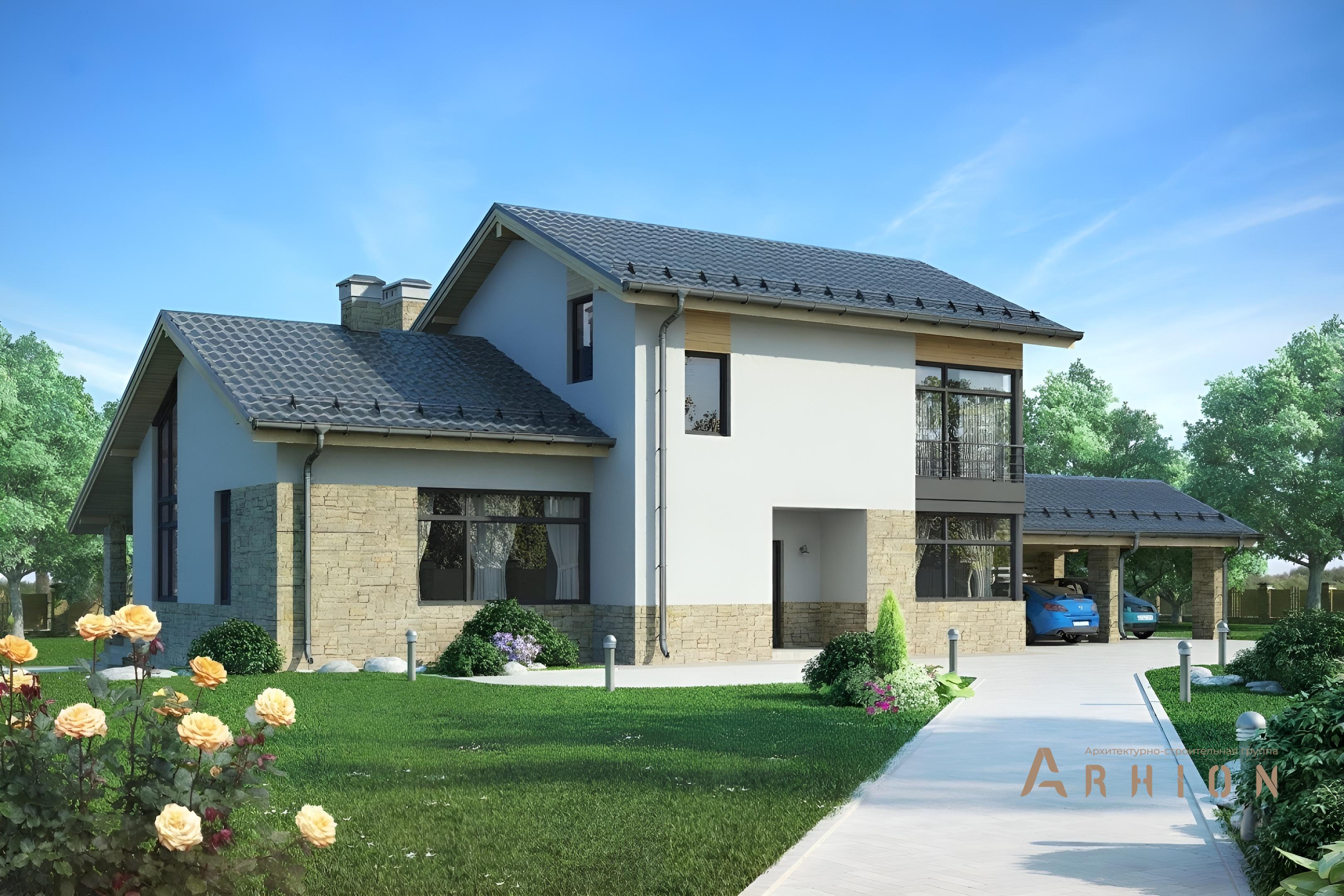 2. Проект одноэтажного дома в альпийском стиле с двускатной кровлей, cp-80-22, площадью - 232 кв c мансардой